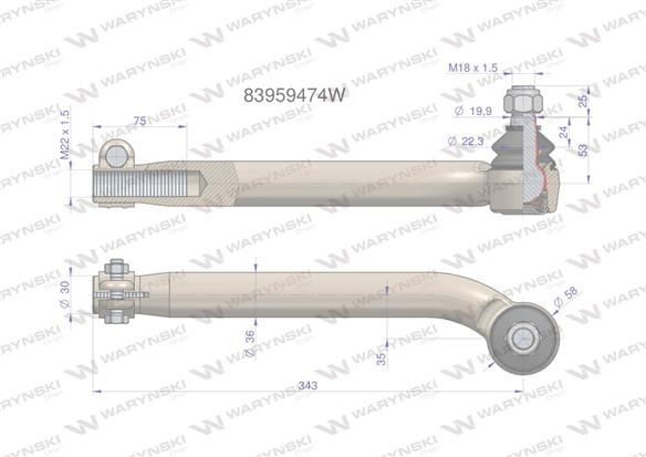 Przegub kierowniczy M22x1.5 83959474 WARYŃSKI