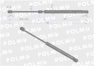 Siłownik szyba tylna L max. 560mm 65417039 FIAT POLMO