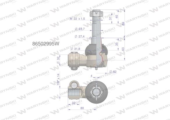 Przegub kierowniczy M22x1.5 86502995 WARYŃSKI